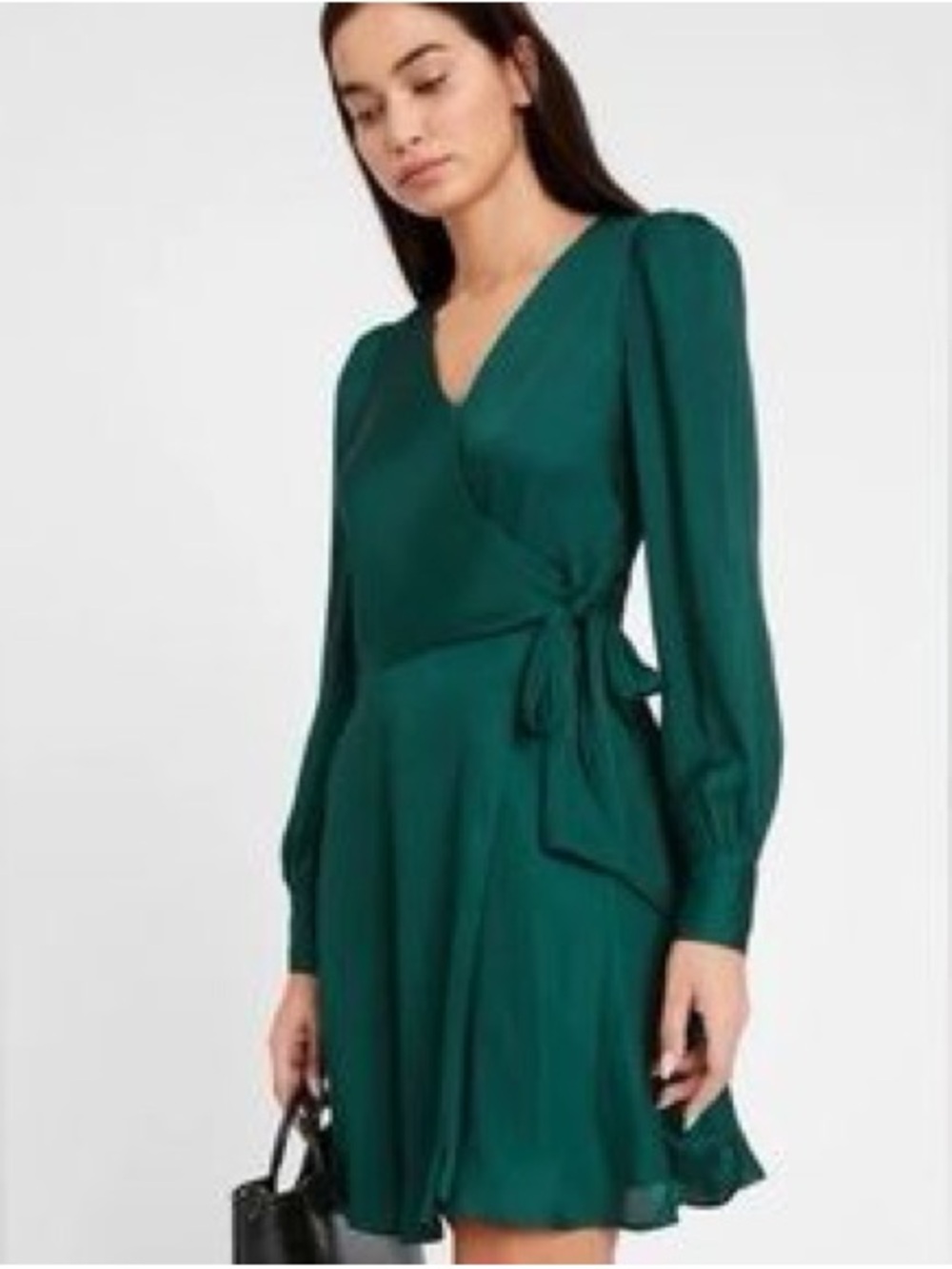 Banana Republic Emerald Green Long-Sleeve Wrap Dress